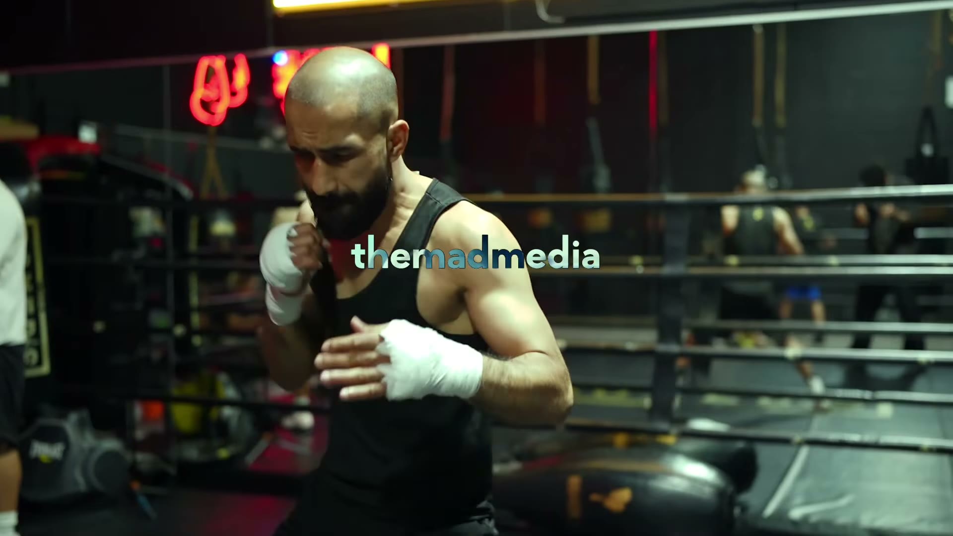 Boxer training ahead of a Canadian welterweight title fight